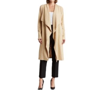 Steve Madden Slub Jacket Women's Small Tan Open Front Long Line Cardigan